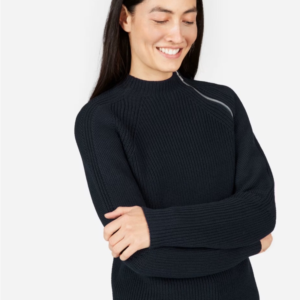 Everlane Fisherman Cotton Zip Pullover Sweater